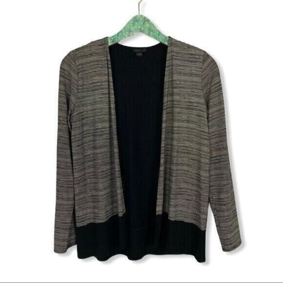 J Jill Womens Open Front Cardigan XS Brown Black Knit Sweater Casual - Picture 1 of 5